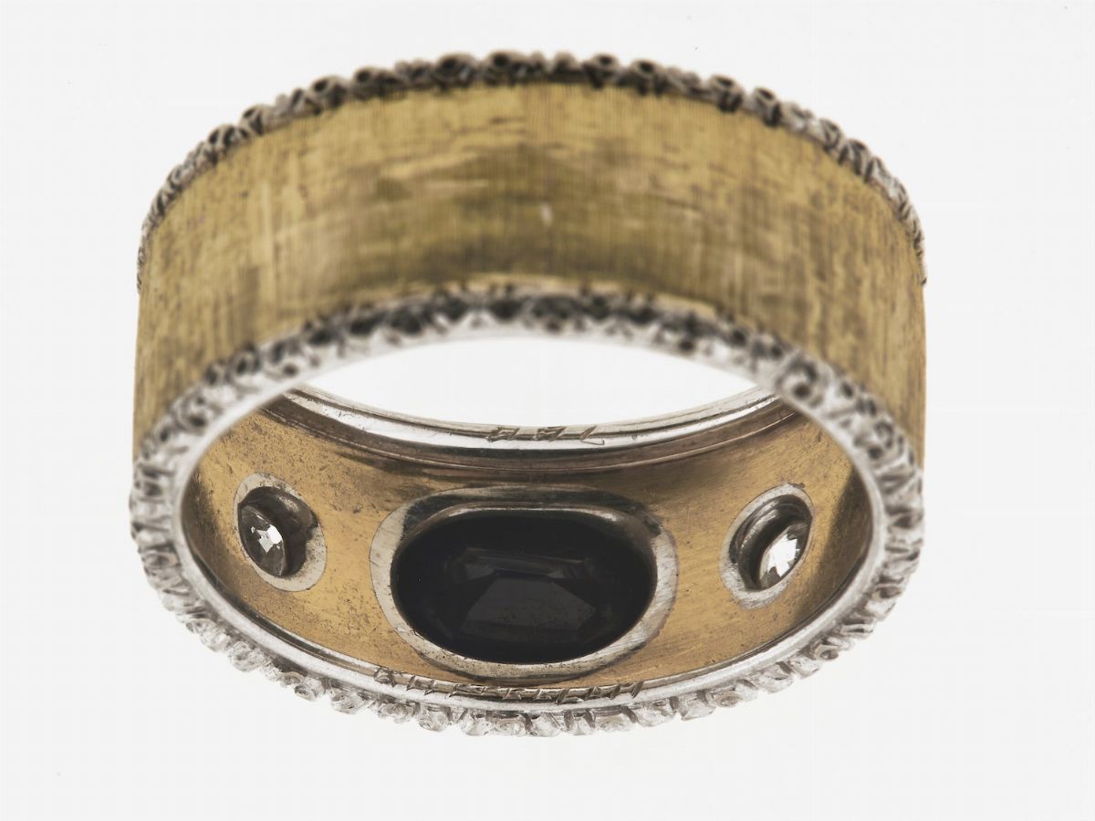 Buccellati. Anello con Zaffiro e Diamanti
