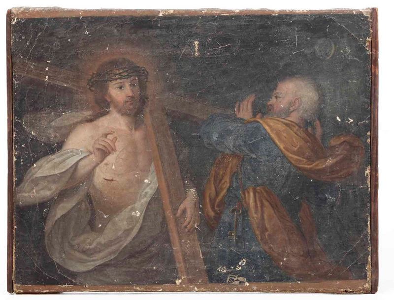Scuola del XVIII secolo Salita al calvario  - olio su tela - Asta Dipinti Antichi - Cambi Casa d'Aste