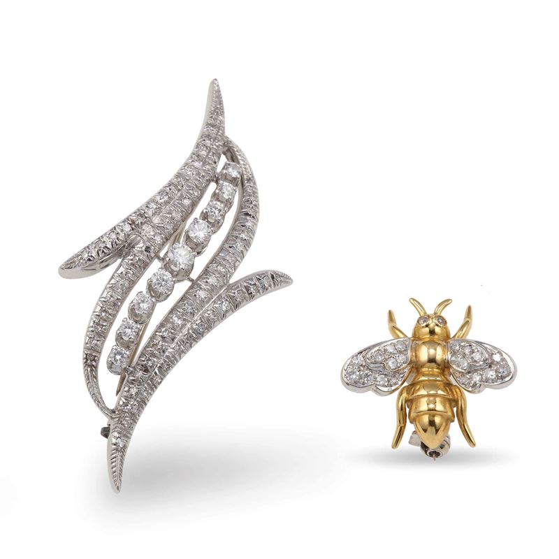 Two diamond brooches  - Auction Jewels - Cambi Casa d'Aste
