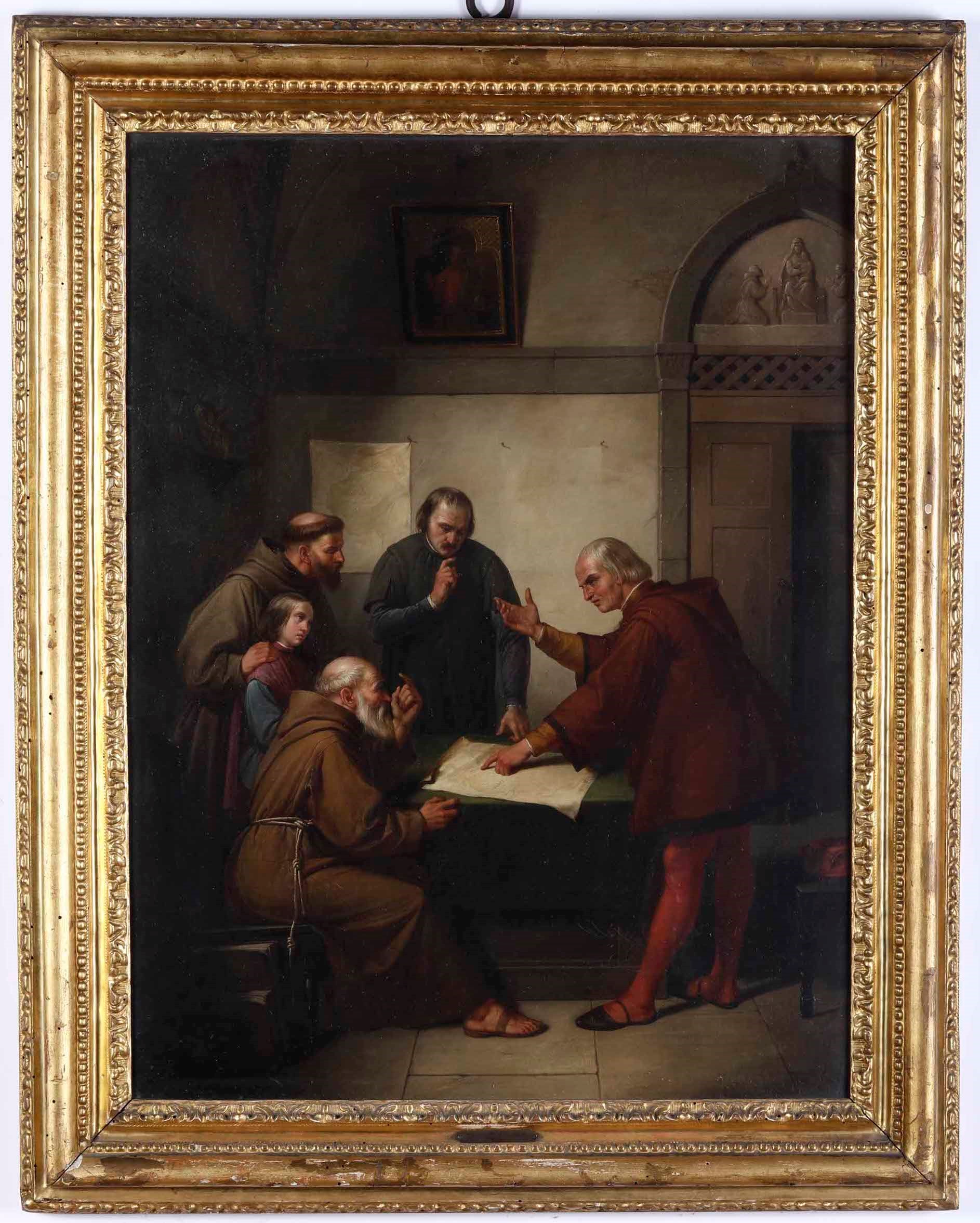 Giacomo Antonio Caimi - Cristoforo Colombo Espone al Padre Juan Perez il Suo Progetto di Andare i...