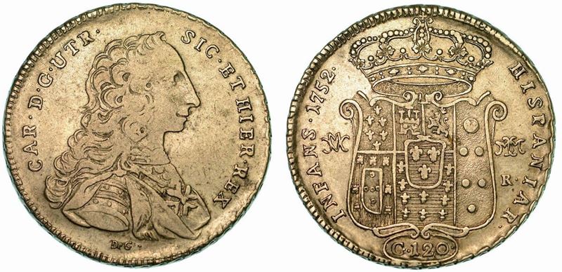 NAPOLI. CARLO DI BORBONE, 1734-1759. Piastra 1752.  - Auction Numismatics - Cambi Casa d'Aste