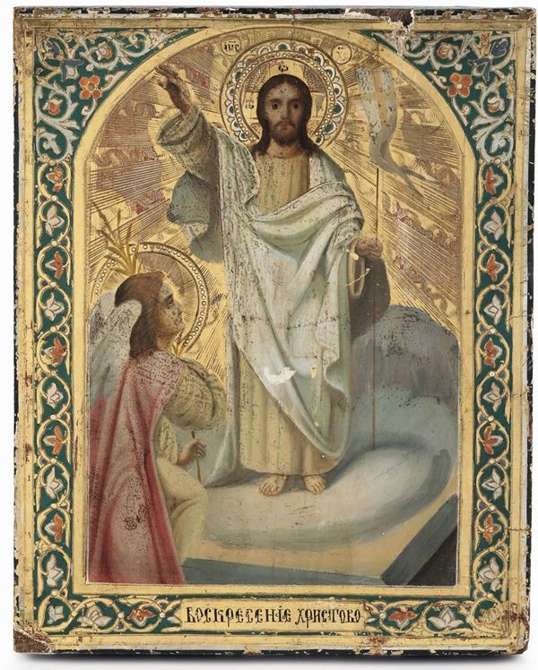 Ascensione di Cristo. Icona su tavola. Russia XIX-XX secolo