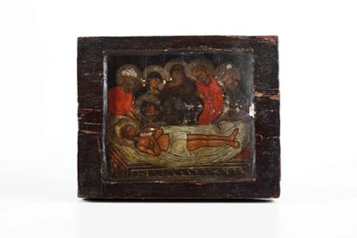Compianto sul Cristo Defunto. Icona su Tavola. Arte Veneto-cretese del XVII-XVIII Secolo