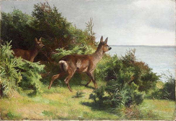 A. Mackeprang Paesaggio con cerbiatti