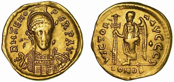TURCHIA (IMPERO ROMANO D’ORIENTE). ZENO, 474-491. Solido. Costantinopoli (anni 476-491).