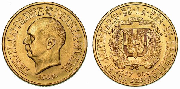 REPUBBLICA DOMINICANA. 30 Pesos 1955. Per il 25° Anniversario del regime di Trujillo.