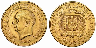 Repubblica Dominicana. 30 Pesos 1955. per il 25° Anniversario del Regime di Trujillo.