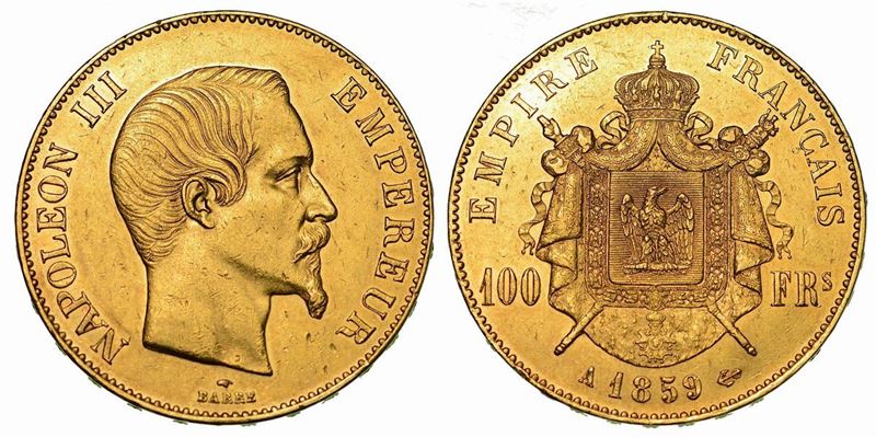 FRANCIA. NAPOLEON III, 1852-1870. 100 Francs 1859. Parigi.  - Asta Numismatica - Cambi Casa d'Aste