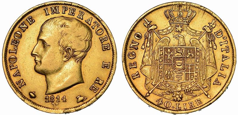 MILANO. NAPOLEONE, 1805-1814. 40 Lire 1814.  - Auction Numismatics - Cambi Casa d'Aste