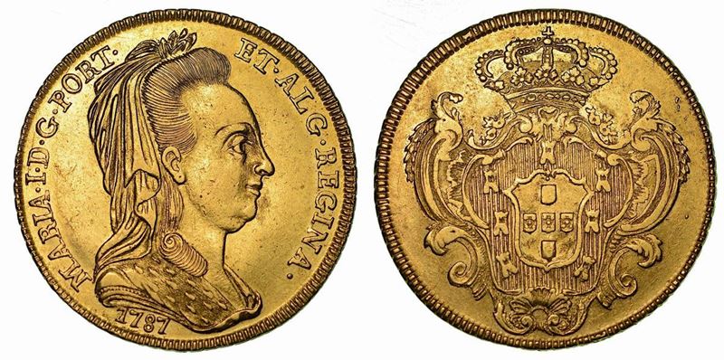 PORTOGALLO. MARIA I, 1786-1799. Peça (6400 Reis) 1787.  - Auction Numismatics - Cambi Casa d'Aste