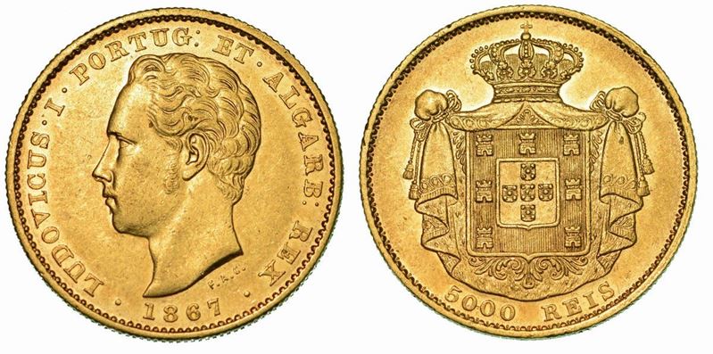PORTOGALLO. LUIZ I, 1861-1889. 5000 Reis 1867.  - Auction Numismatics - Cambi Casa d'Aste