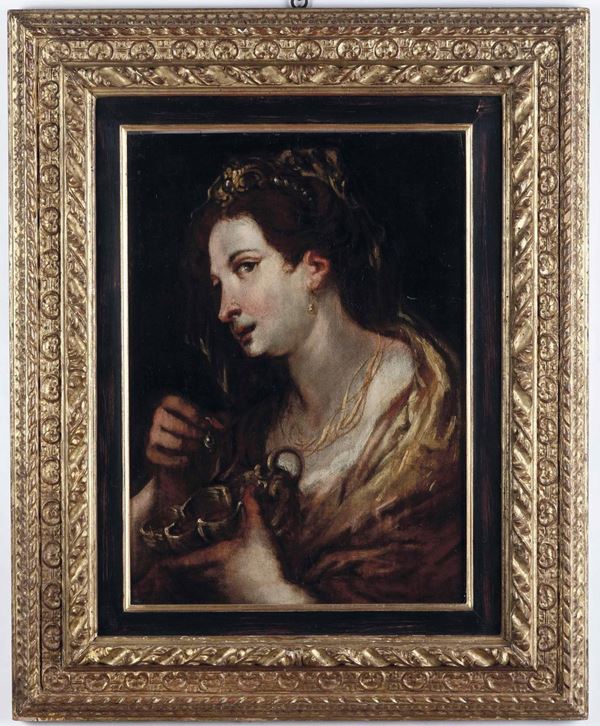Scuola genovese del XVII secolo Cleopatra scioglie la perla