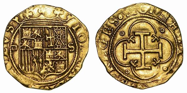 SPAGNA. JUANA E CARLOS I, 1516-1555. Escudo. Siviglia.