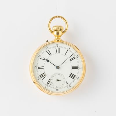 Orologio da Taschino in Oro18 Kt, Firmato Breguet, Quadrante in Smalto con Filature, Movimento co...