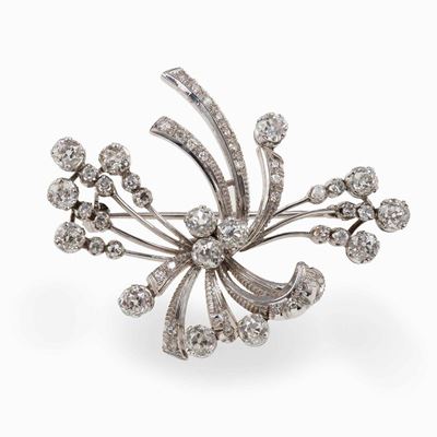 Spilla con Diamanti di Vecchio Taglio