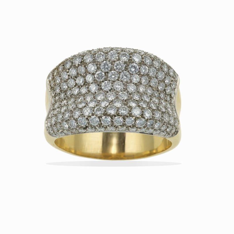 Anello a fascia con pavè di diamanti  - Asta Fine and Coral Jewels - Cambi Casa d'Aste