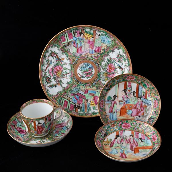 Six Famille Rose items, Canton, China, 1800s