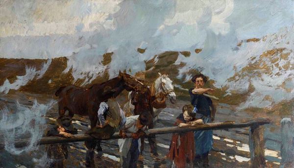 Ettore Tito - Figure con cavalli