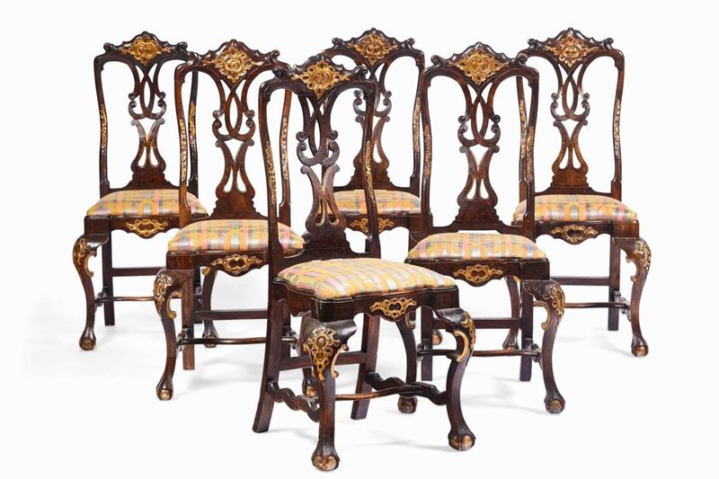 Gruppo di sei sedie. Inghilterra, secolo XIX  - Asta Dimore Italiane - Cambi Casa d'Aste