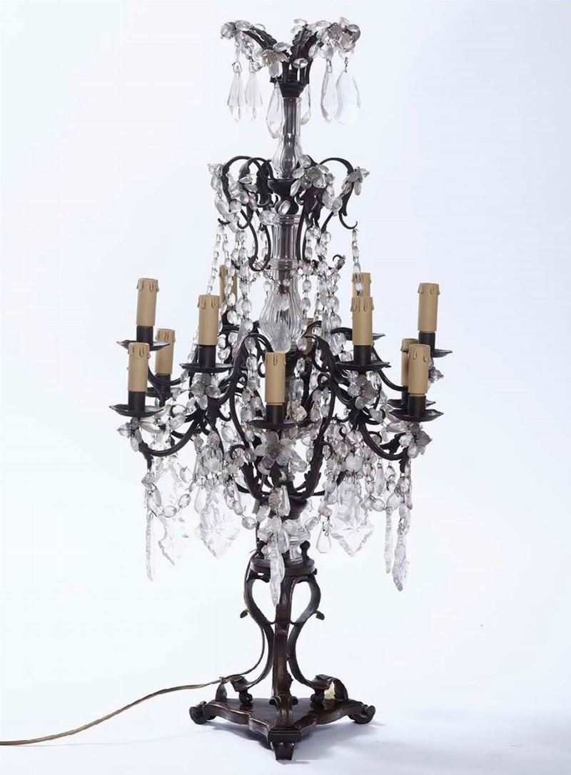 Girandolle in ferro con pendenti in vetro, XIX-XX secolo  - Auction Antique January - Cambi Casa d'Aste