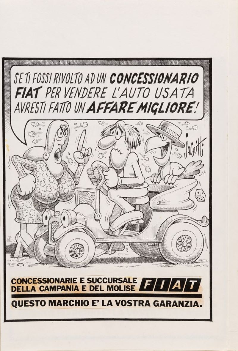 Benito Jacovitti 
 : Se ti fossi rivolto ad un Concessionario Fiat..  - Auction Vintage Posters - Cambi Casa d'Aste