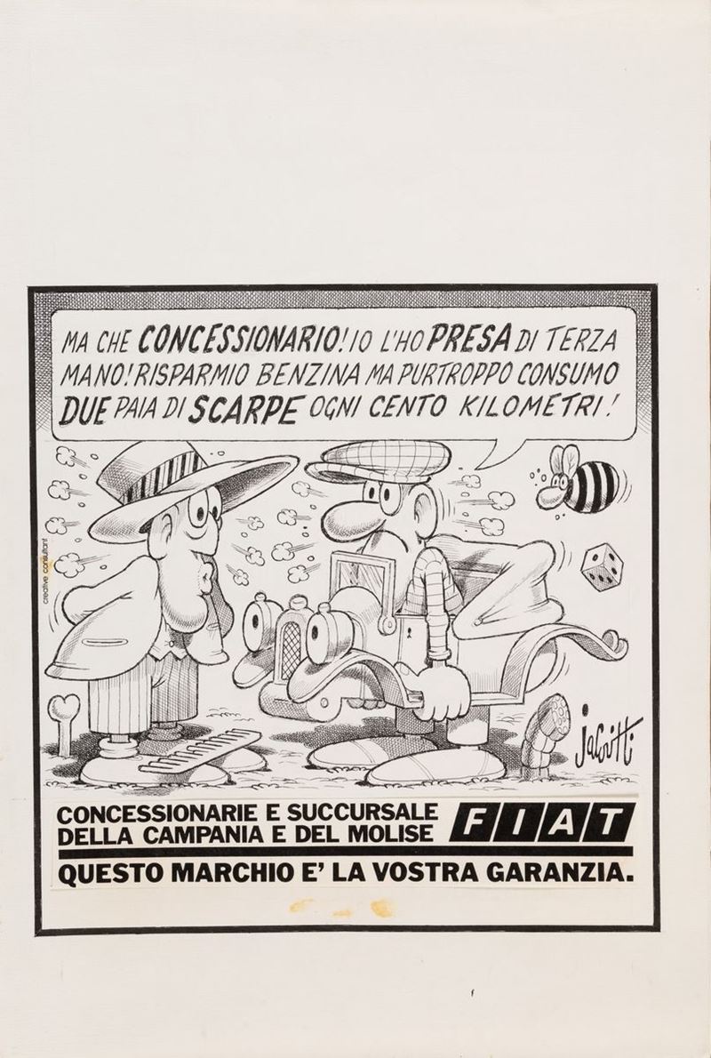 Benito Jacovitti 
 : FIAT. Ma che Concessionario!  - Auction Vintage Posters - Cambi Casa d'Aste