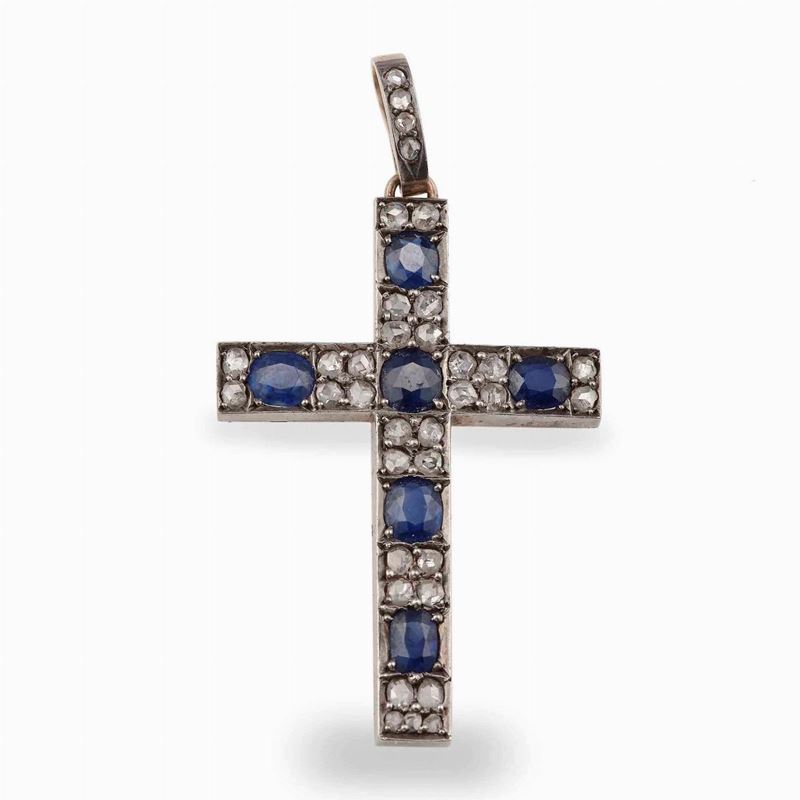 Sapphire and diamond pendant  - Auction Fine and Coral Jewels - Cambi Casa d'Aste