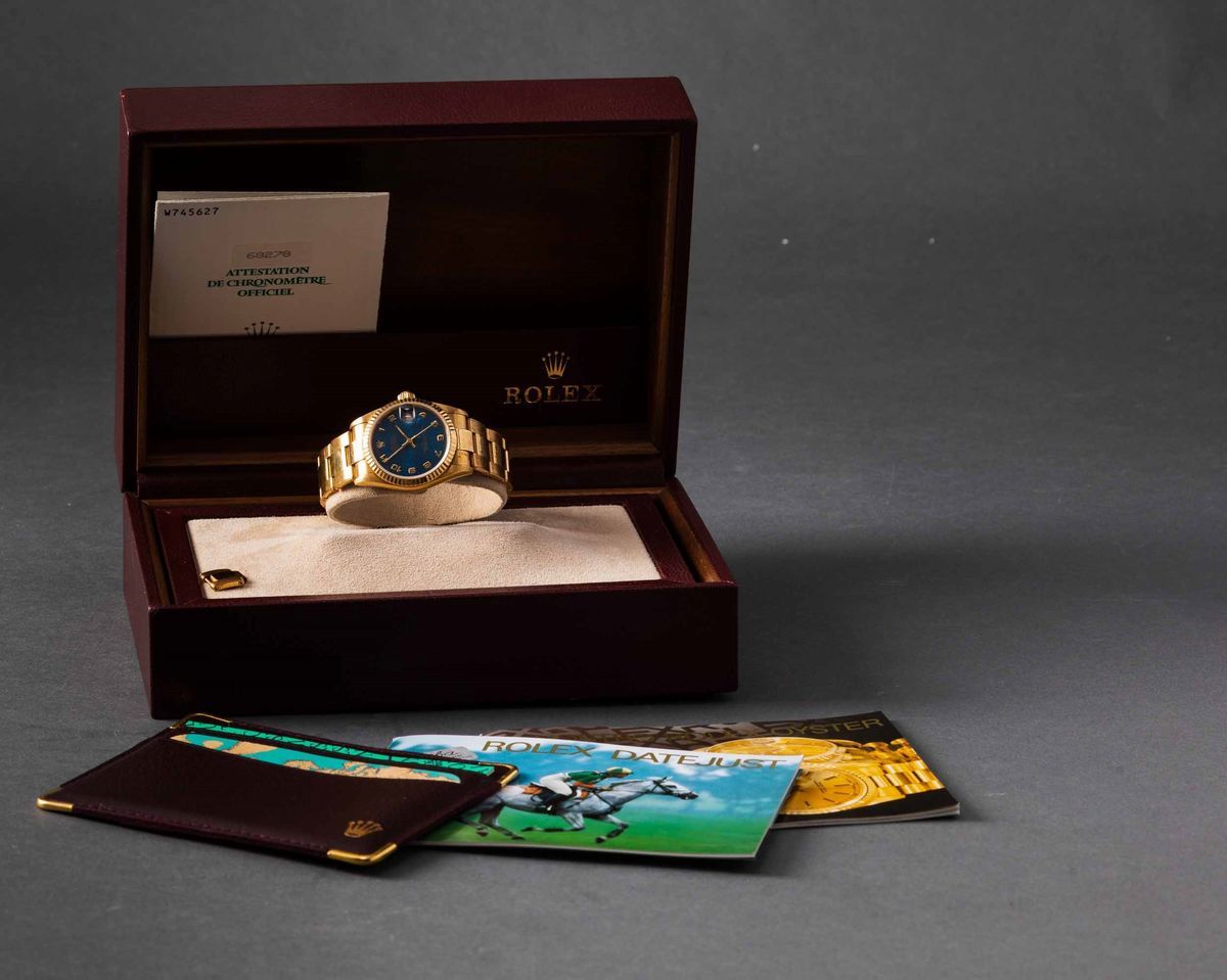 Rolex - Datejust Ref 68278 Automatico in Oro 18k con Datario, Lunetta Zigrinata, Bracciale Oyster...