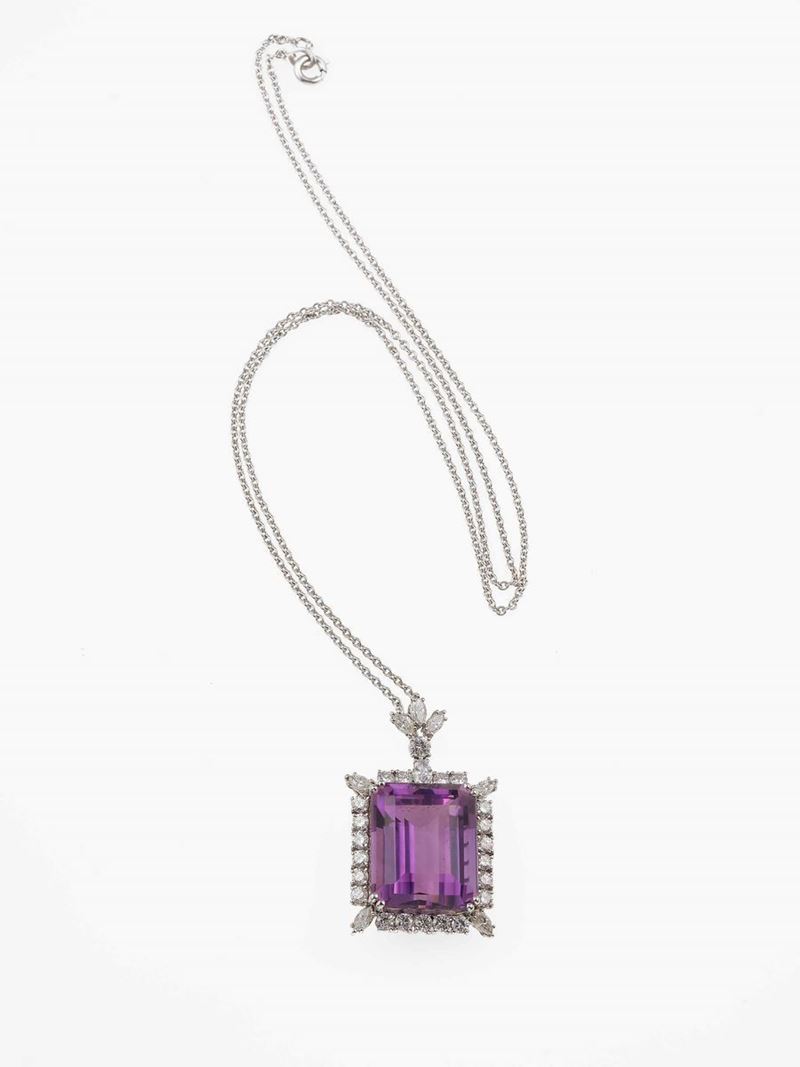 Amethyst and diamond pendant  - Auction Fine and Coral Jewels - Cambi Casa d'Aste