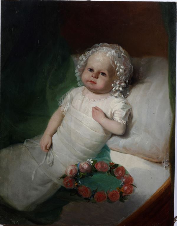 Anonimo del XIX secolo Ritratto di infante in fasce