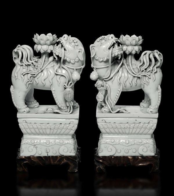 Two Blanc de Chine candle holders, China