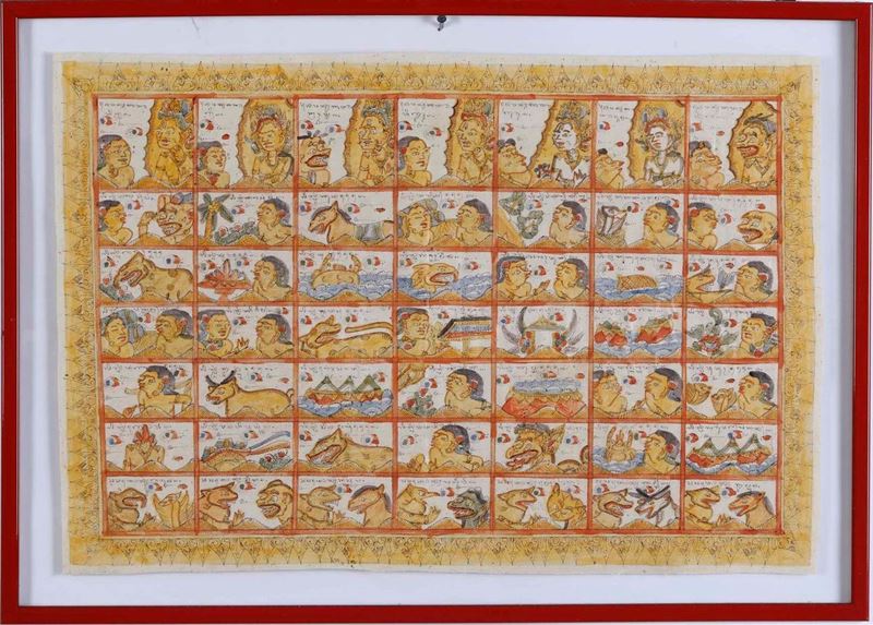 Tessuto Batik con divinità. Indonesia, secolo XIX  - Asta Antiquariato Giugno | Cambi Time - Cambi Casa d'Aste