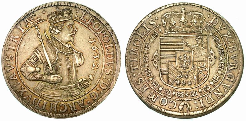 AUSTRIA. LEOPOLD V, 1619-1632. Thaler 1632.  - Auction Numismatics - Cambi Casa d'Aste