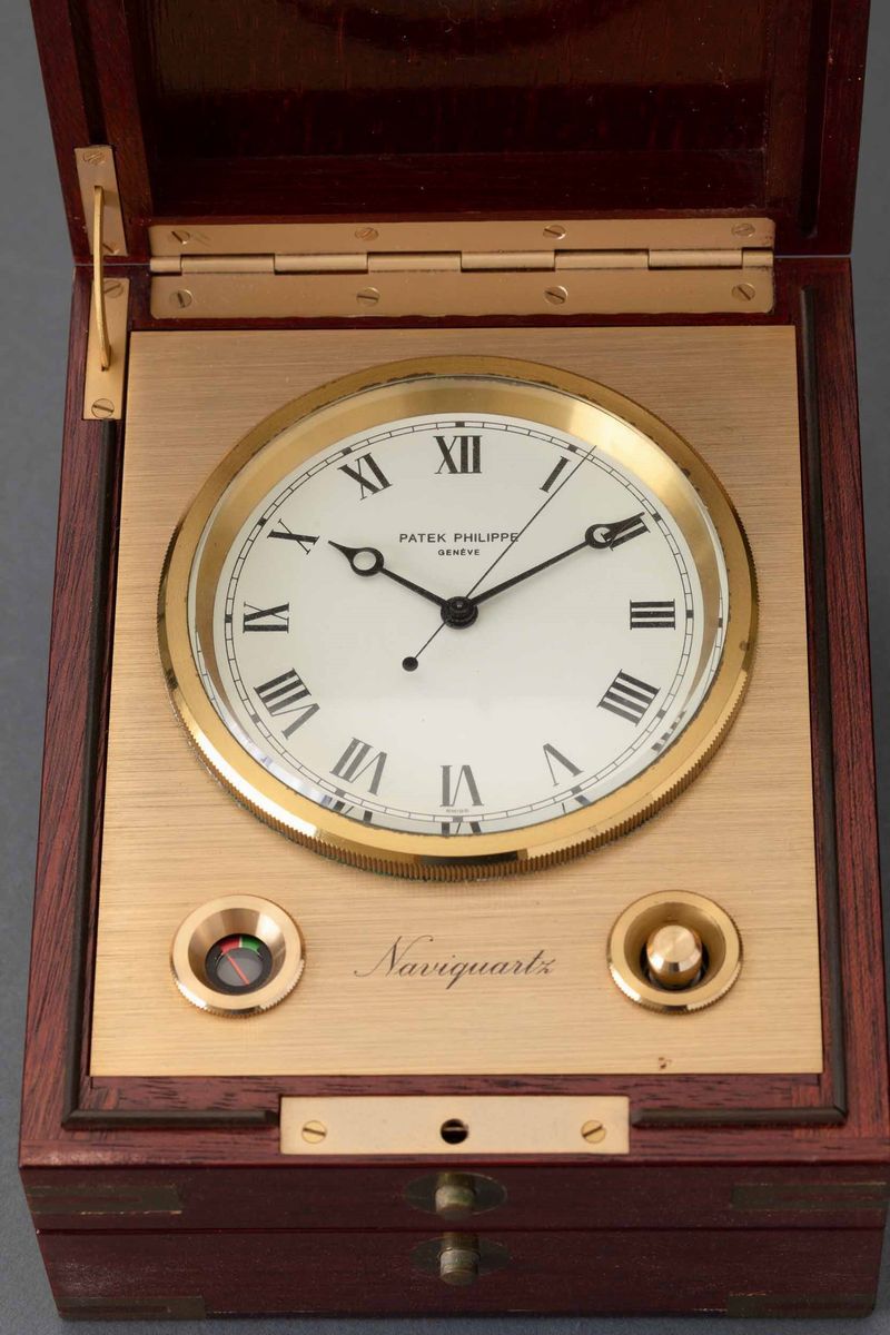 Patek Philippe - Naviquartz, Ref. 1215. Cronometro da Marina in Legno e Ottone Dorato con Indicaz...