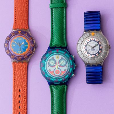 Lotto di 3 Swatch Aquachrono Scuba:sbn100 Sbk100 Sbg100 - 1994