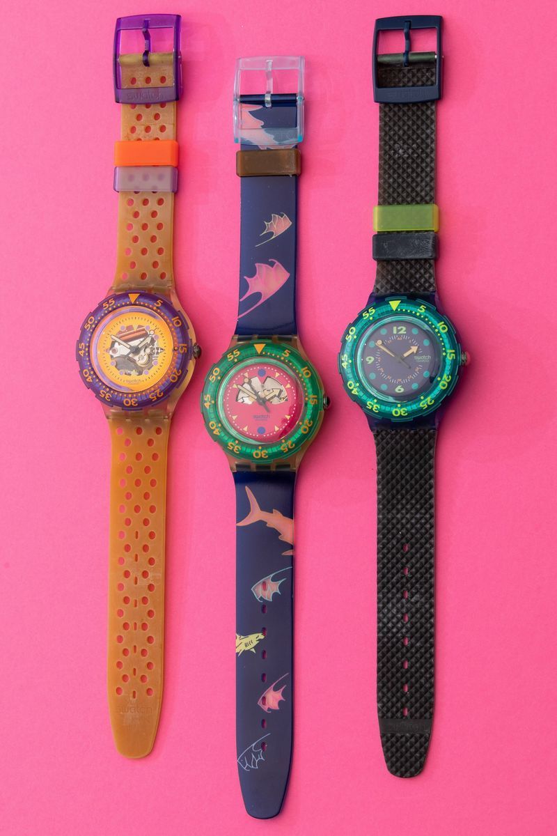 Lotto di 3 Swatch Scuba 200: Sdk103 1991 Sdn101 1991 Sdn100 1991
