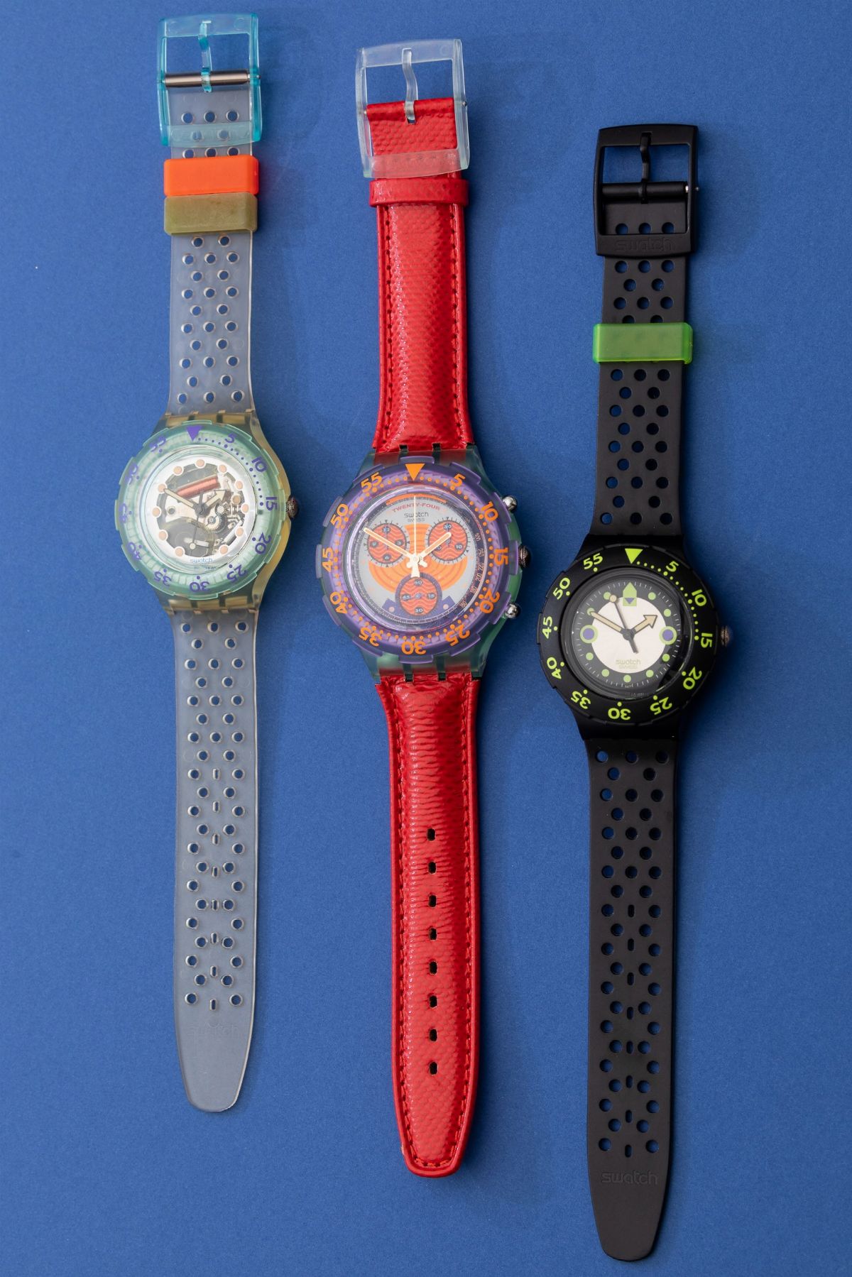 Lotto di 3 Swatch Scuba 200: Sdk104 1992 Sdb102 1992 Sdn106 1992