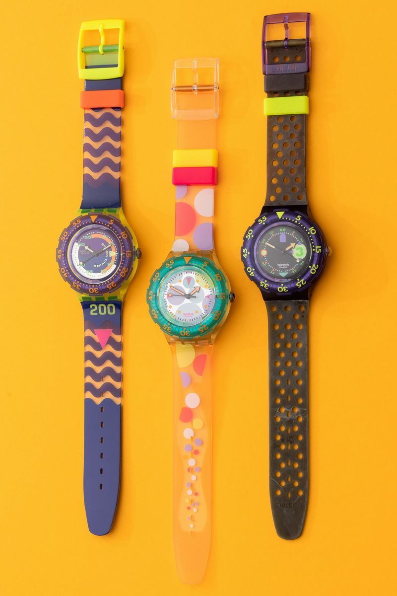 Lotto di 3 Swatch Scuba 200: Sdj100 1992 Sdb101 1992 Sdk105 1992