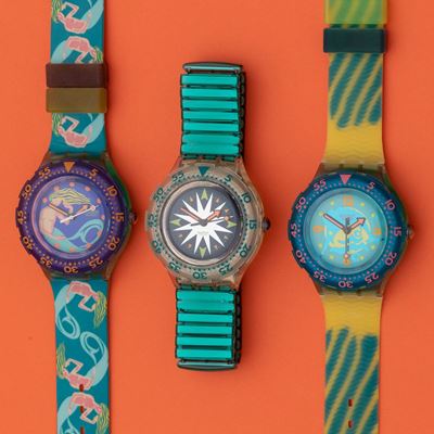 Lotto di 2 Swatch Scuba 200: Sdg100 1993 Sdg101 1993 Sdk108 1993uno Non Funzionante