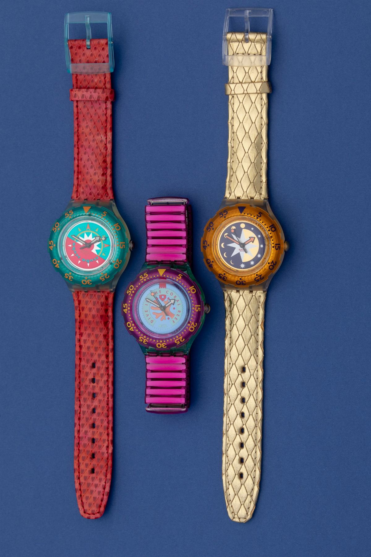 Lotto di 3 Swatch Scuba 200: Sdg103 1993 Sdk112 1993 Sdk111 1993