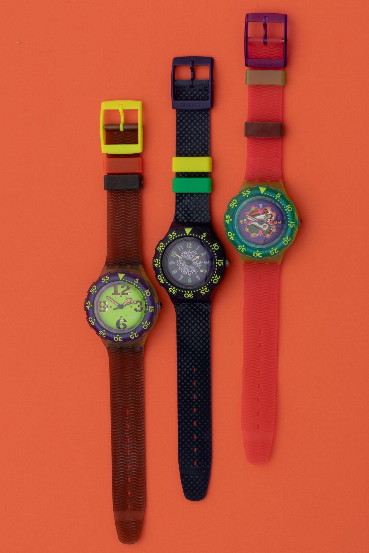 Lotto di 3 Swatch Scuba 200: Sdn103 1993 Sdj101 1993 Sdn104 1993