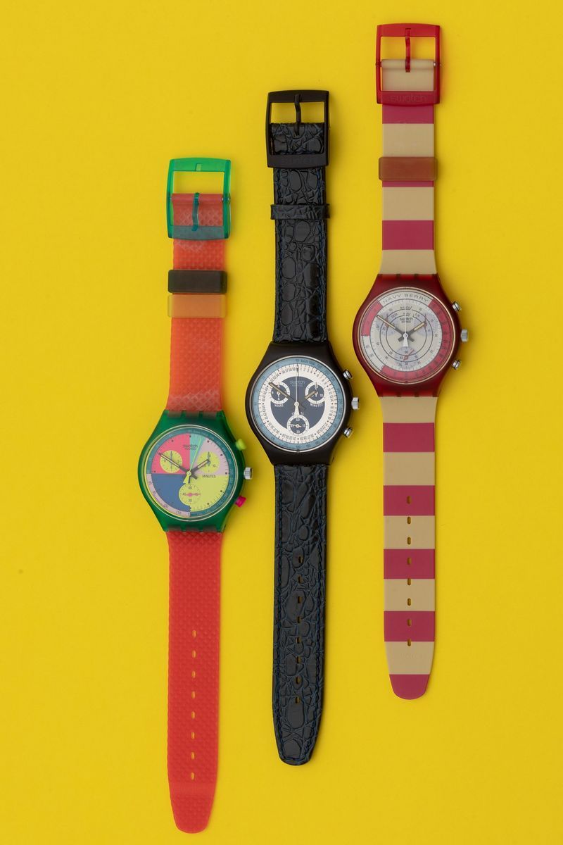 Lotto di 3 Swatch Chrono: Scn102 1991 Scl100 1991 Scr100 1991 C