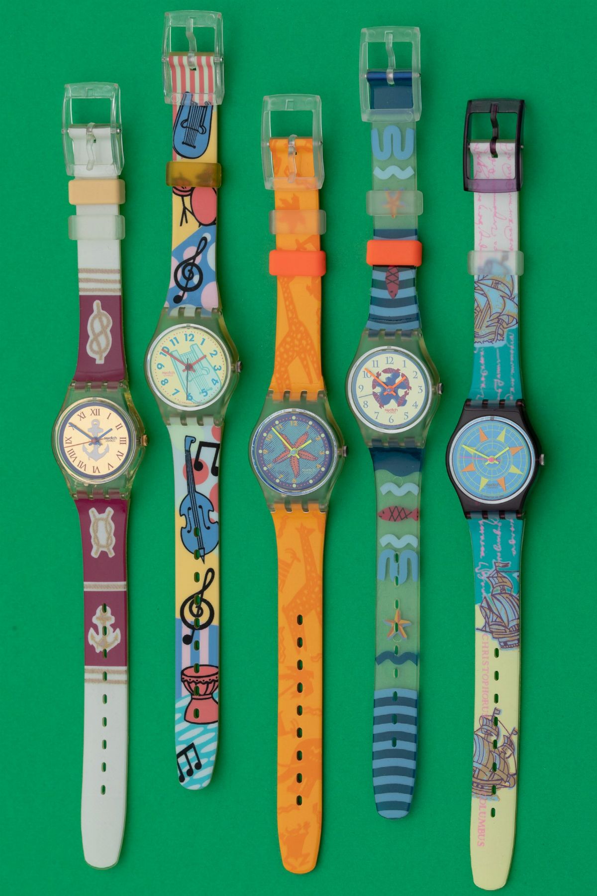 Lotto di 5 Swatch Misura 25 MM: Lk132 1991 Lk130 1992 Lv100 1991 Lk134 1992 Lk135 1992