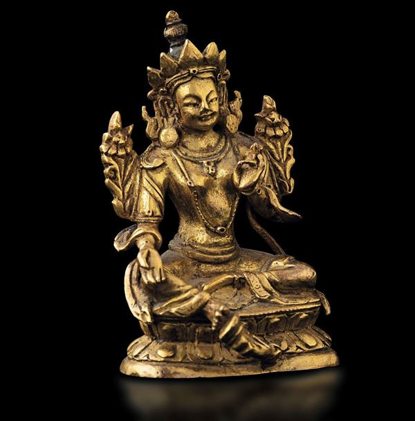 A gilt bronze Tara, China, Qing Dynasty