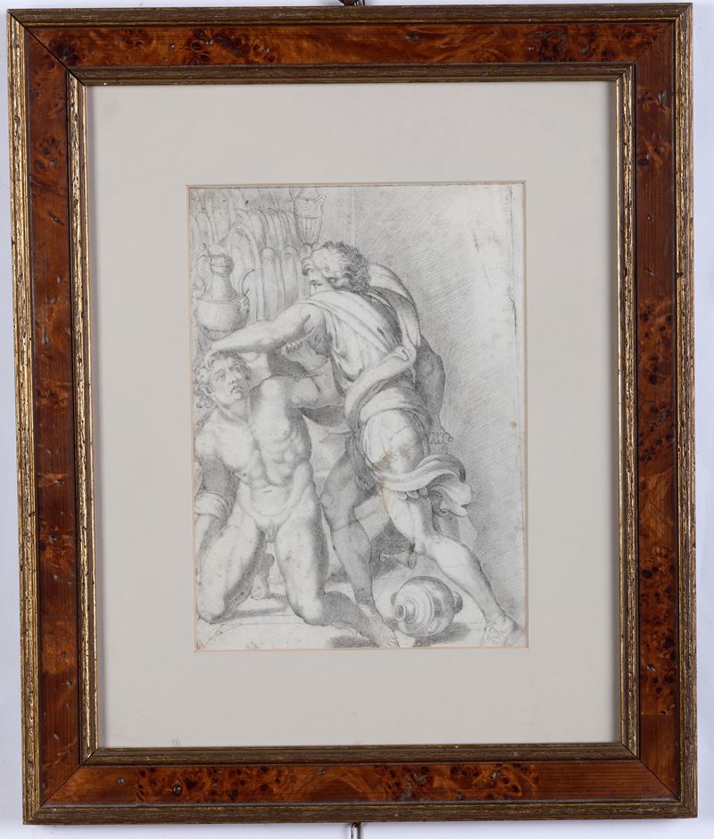 Scuola del XVII secolo Caino e Abele  - matita nera su carta - Asta Dipinti Antichi | Cambi Time - Cambi Casa d'Aste