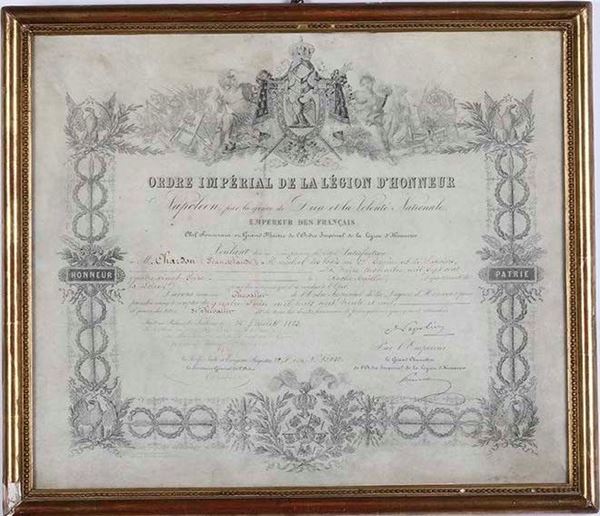 Documento di epoca Napoleonica "Ordre imperial de la legion d'honneur"