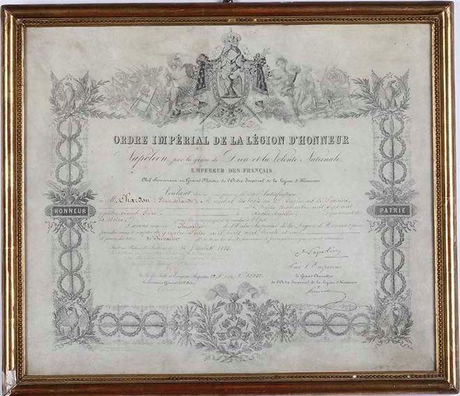 Documento di epoca Napoleonica "Ordre imperial de la legion d'honneur"  - Asta Antiquariato Luglio | Cambi Time - Cambi Casa d'Aste