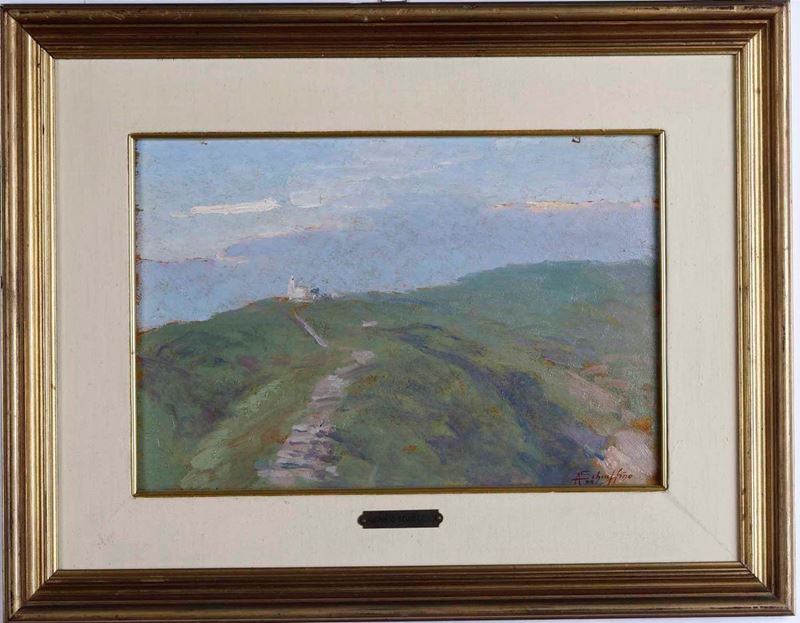 Antonio Schiaffino : Chiesetta bianca  - olio su cartoncino - Auction 19th and 20th Century Paintings | Timed Auction - Cambi Casa d'Aste