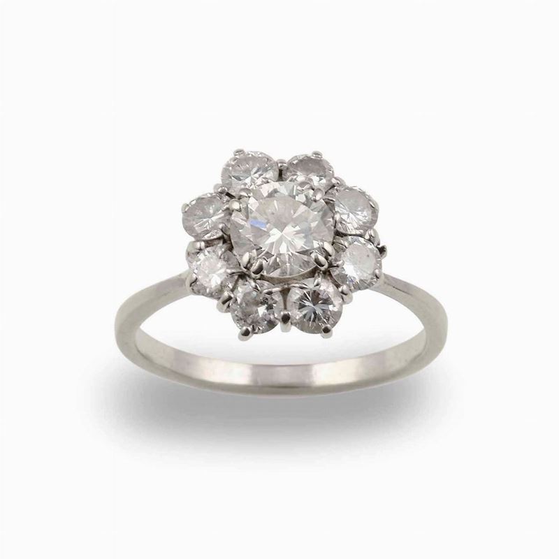 Anello a margherita con diamanti taglio brillante per ct 2.10 circa  - Asta Fine and Coral Jewels - Cambi Casa d'Aste