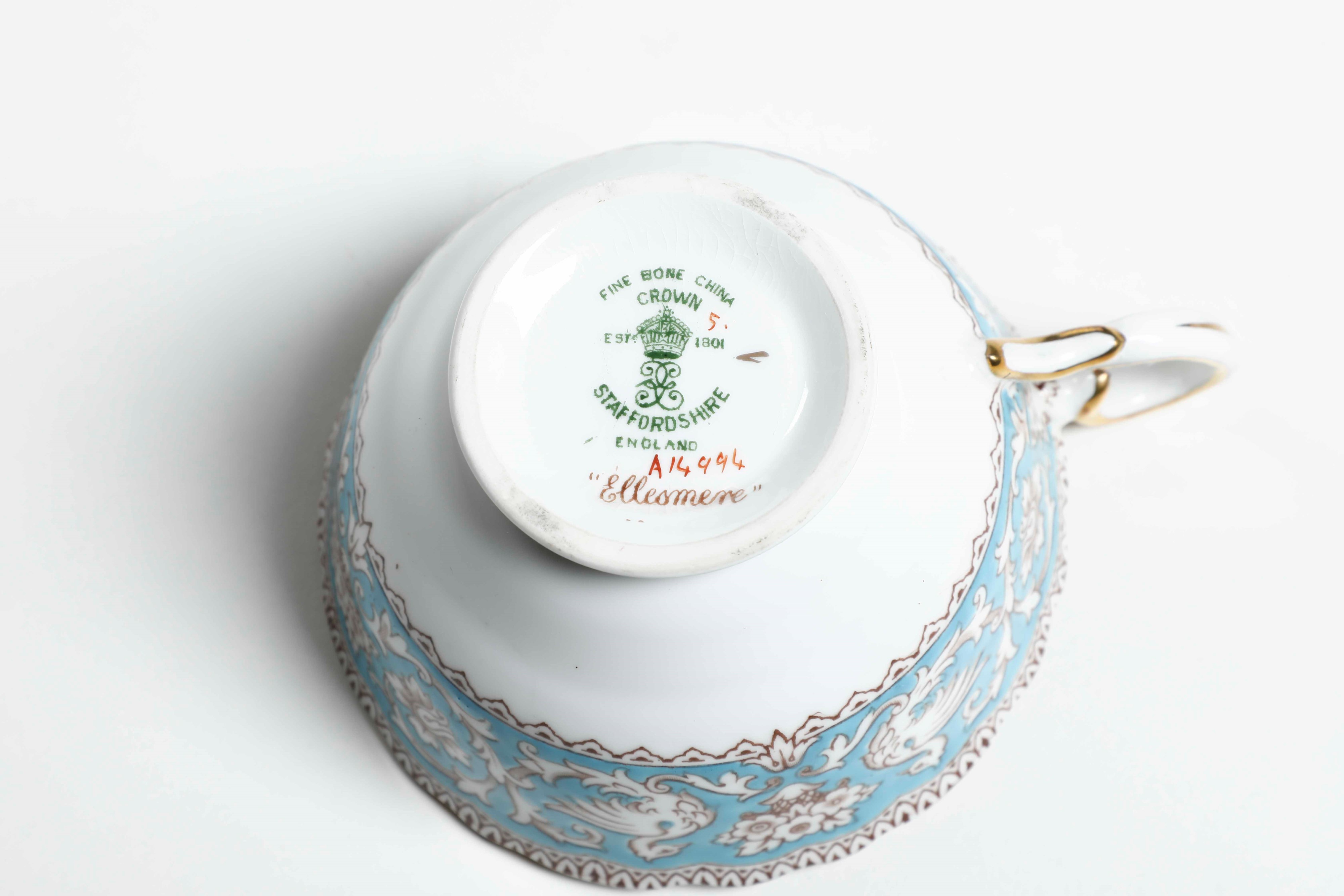 Parte di Servizio da Tè "ellesmere - Turquoise"inghilterra, Staffordshire, Manifattura Crown, XX ...